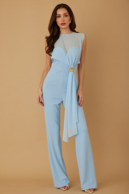 SHEER ELEGANT DRAPED JUMPSUIT