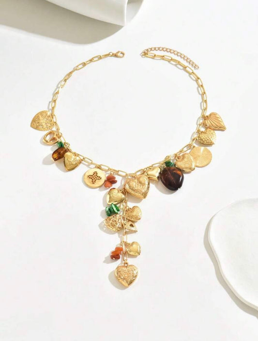 GOLD HEARTS PENDANT Y LONG NECKLACE