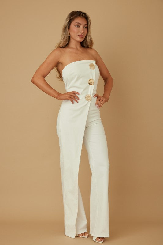 OPEN FLAP LAYER STRAPLESS JUMPSUIT