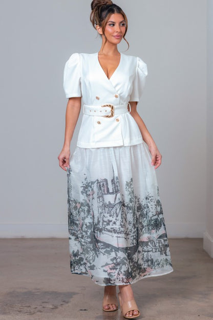 SHORT SLEEVES BLAZER MAXI DRESS