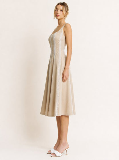 LACE TRIM DETAIL MIDI DRESS
