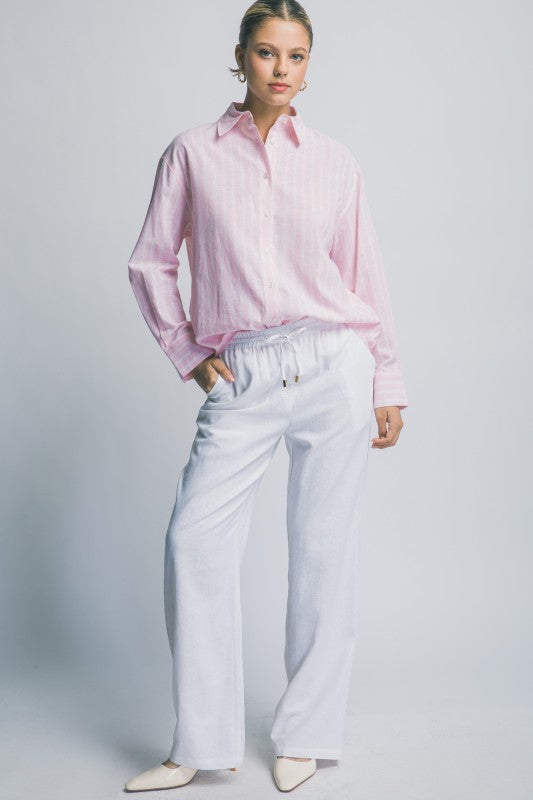 LINEN WIDE LEG PULL ON PANTS