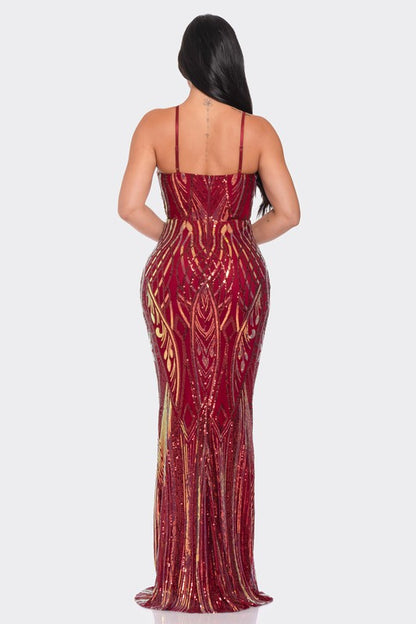 MULTI COLORED SEQUIN MAXI Cocktail  DRESS