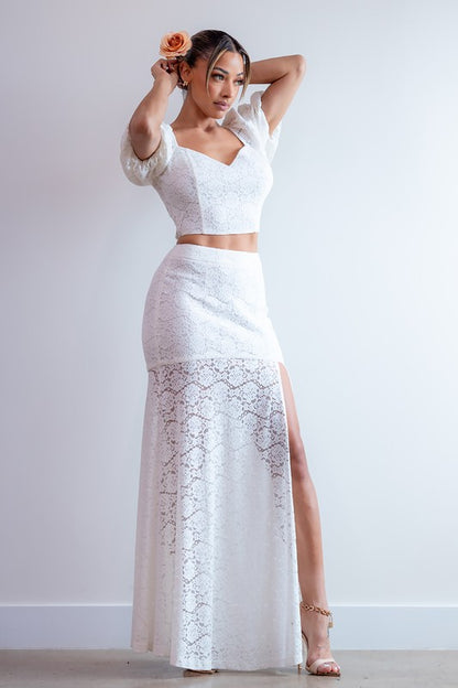 LACE CROP TOP AND MAXI SKIRT SET