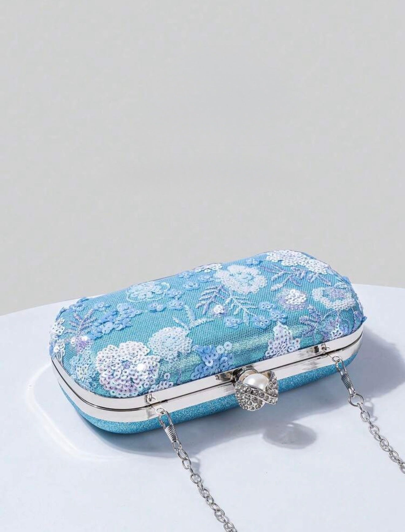 FLORAL SEQUIN EVENING CLUTCH BAG