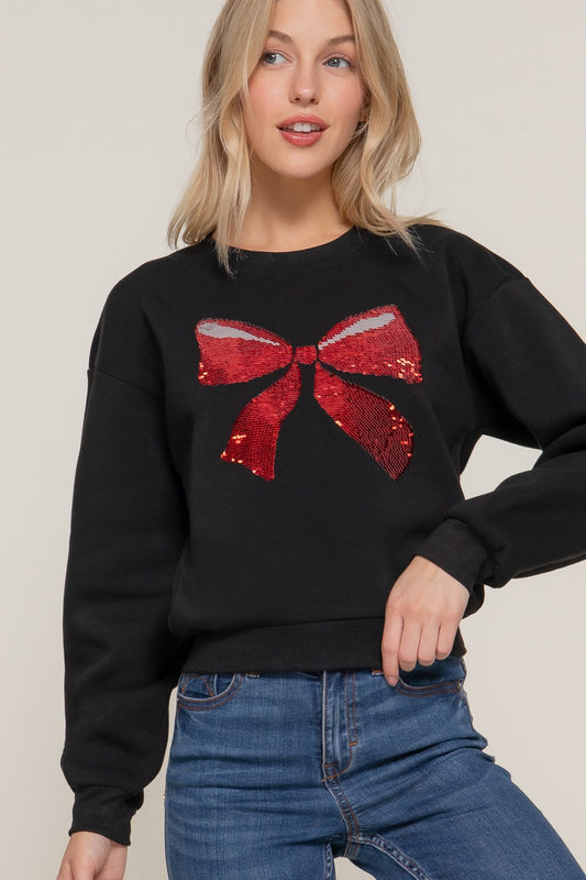 SEQUIN DETAIL INNER FLEECE SWEATSHIRT