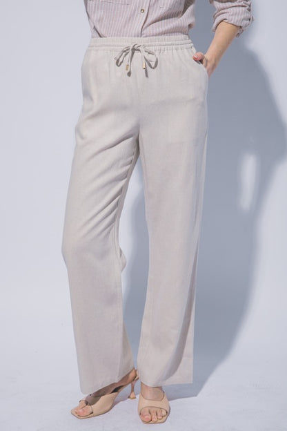 LINEN WIDE LEG PULL ON PANTS
