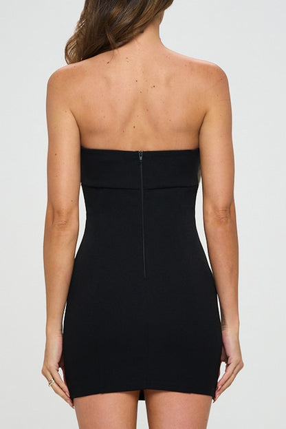 SATIN BOW BODY-CON MINI DRESS