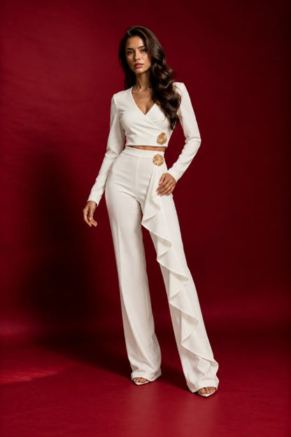 LONG SLEEVES CROP TOP PANTS SET