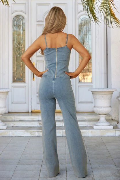DENIM TOP PANTS SET