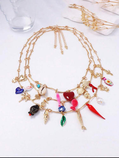 BOHEMIAN MULTILAYER CHARM NECKLACE