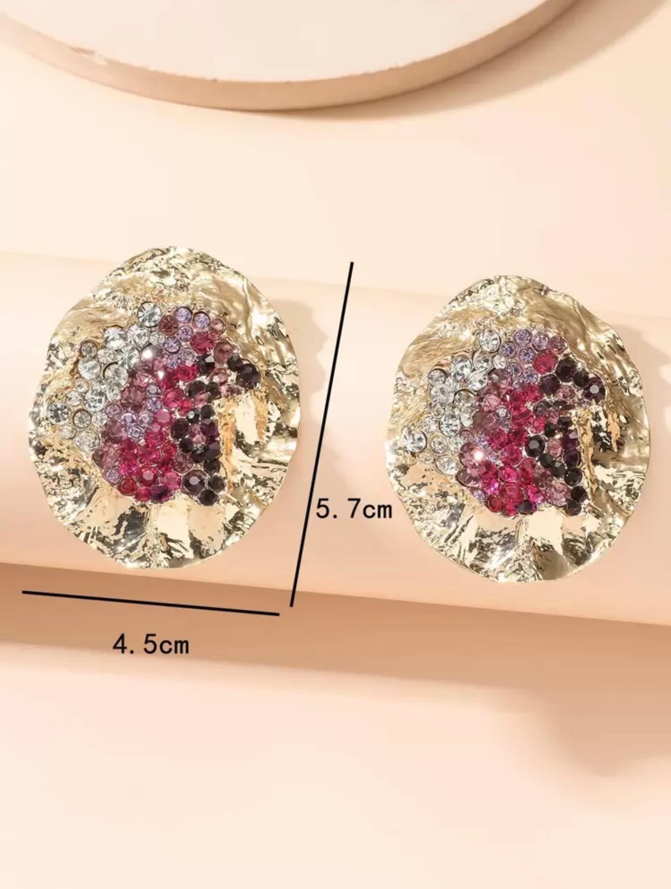 RHINESTONE TEXTURED STUDD EARRINGS