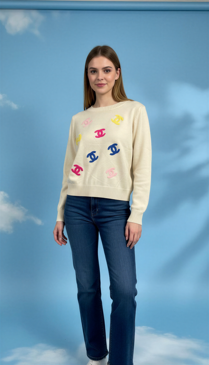 EMBROIDERED LOGOS SWEATER