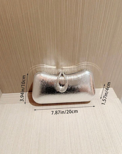 METALLIC GLOSSY LEATHER CLUTCH BAG