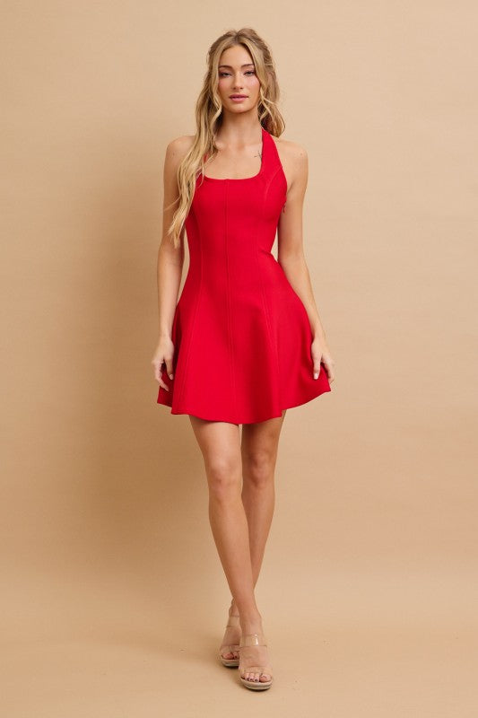 HALTER GLAMOUR BANDAGE MINI DRESS