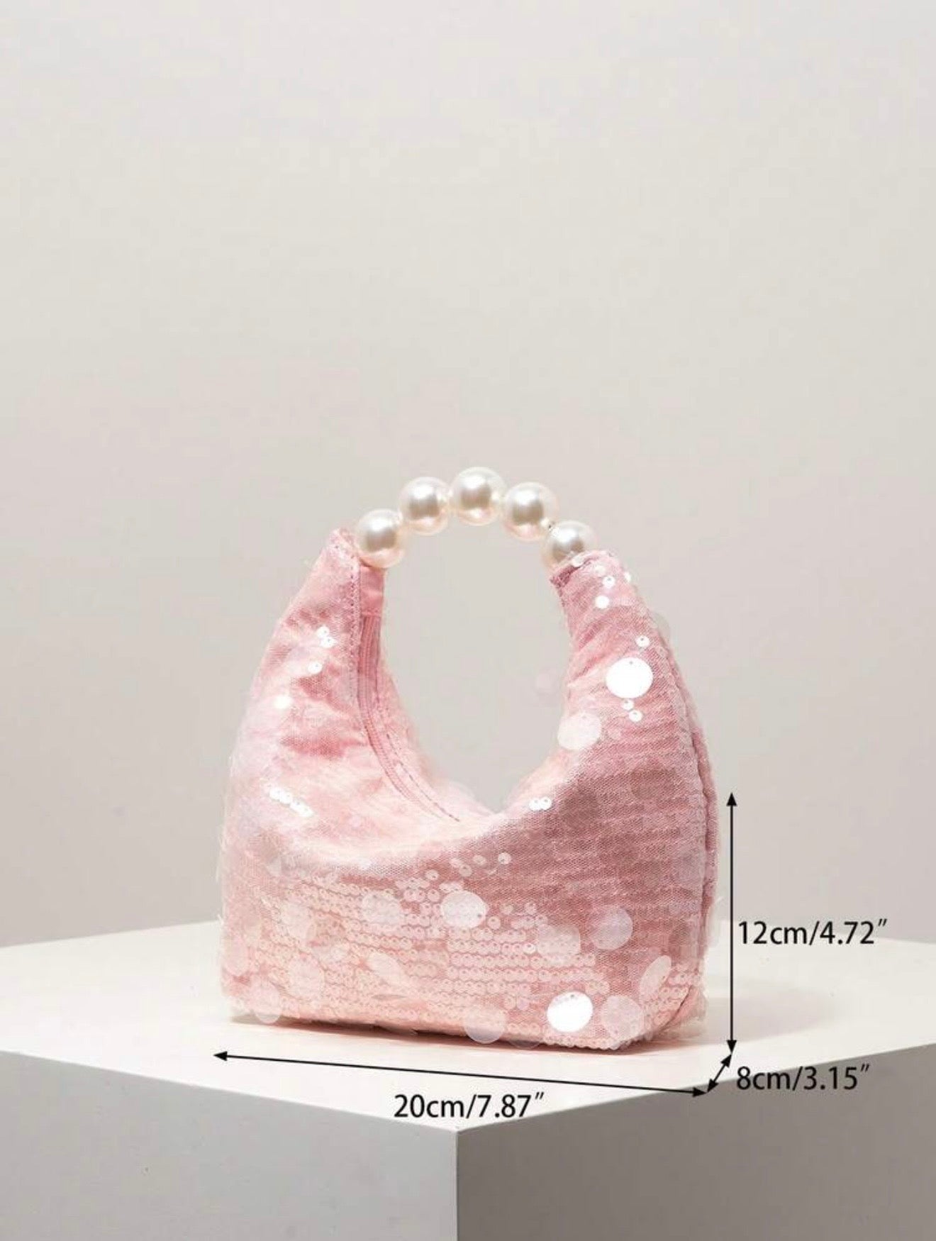 SEQUIN PARTY CLUTCH BAG WITH PEARL TOP HANDLE
