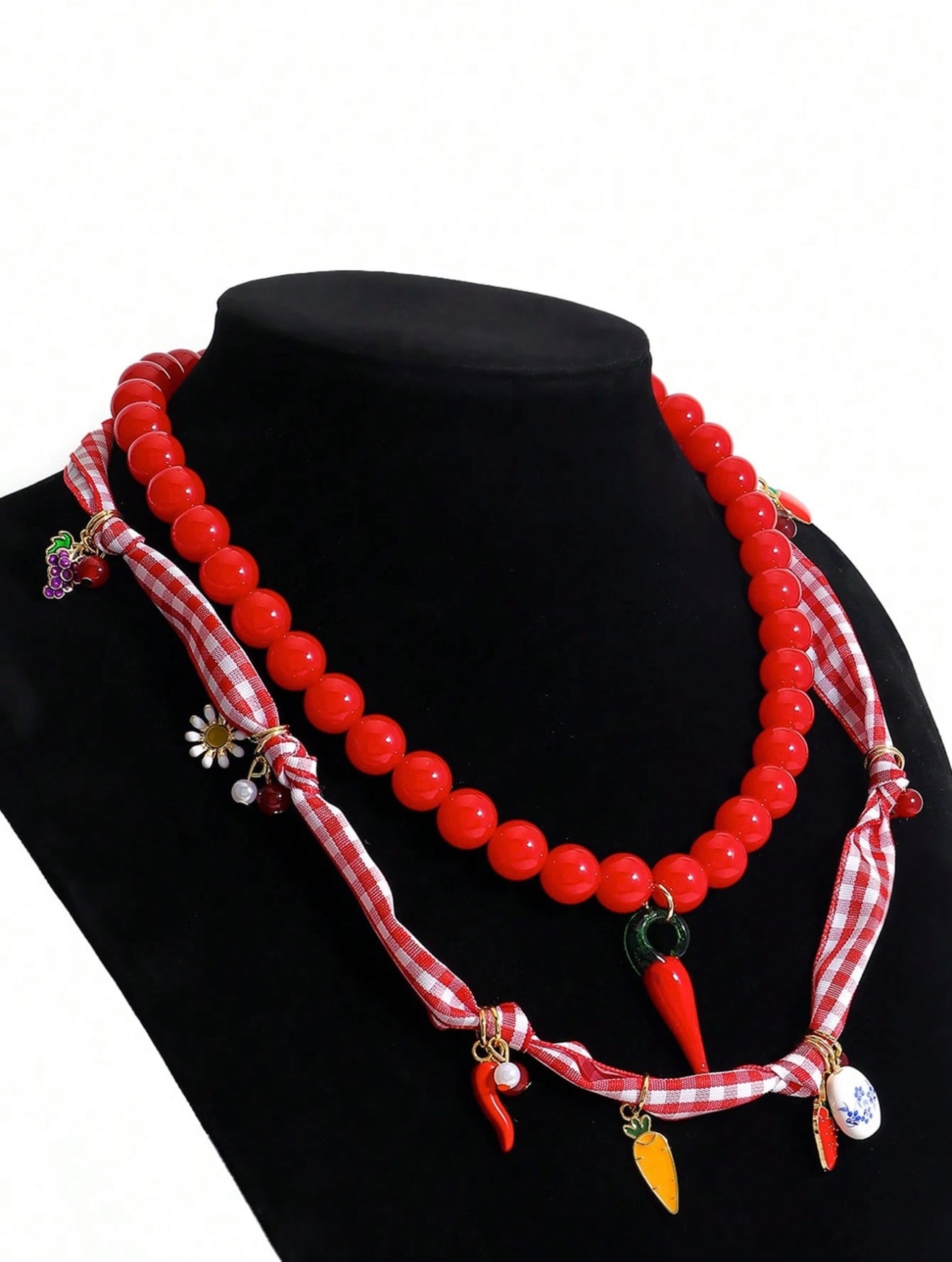 CHILI STRAWBERRY BEADED NECKLACE SET