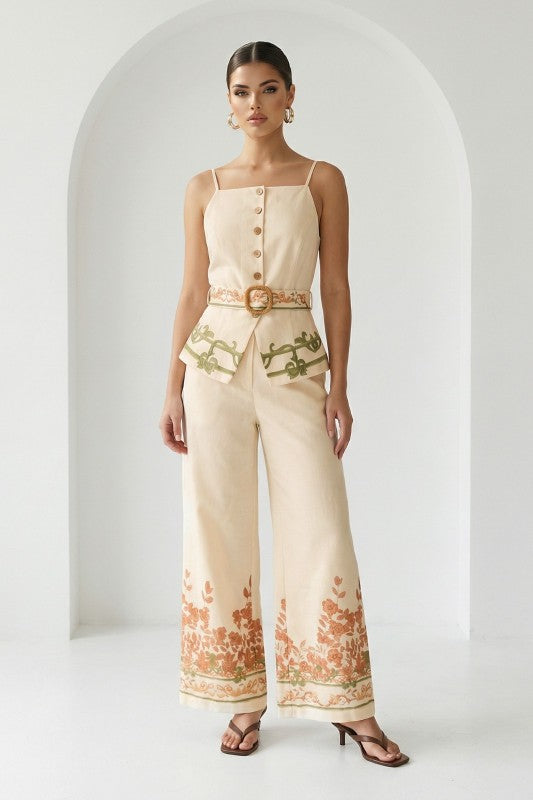 BUTTON DOWN BELTED VEST AND PANTS SET