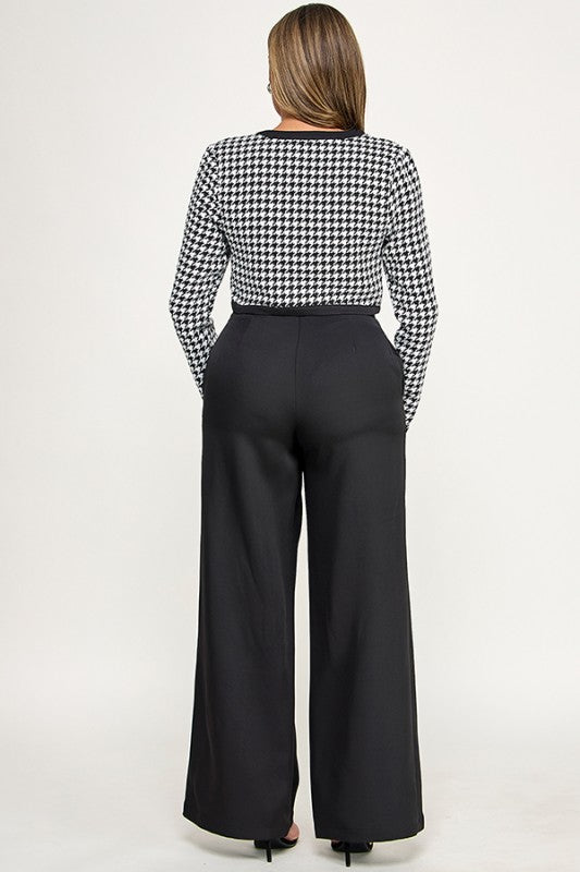 LONG SLEEVES TWEED TOP WITH PANTS SET