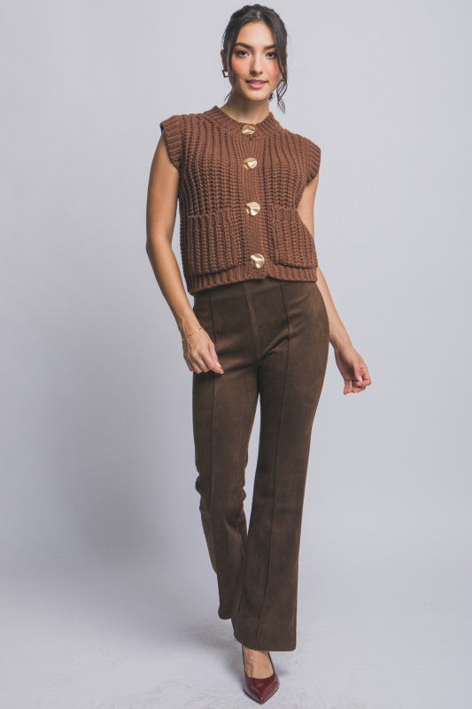 GOLD BUTTON DOWN KNIT VEST