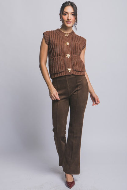 GOLD BUTTON DOWN KNIT VEST