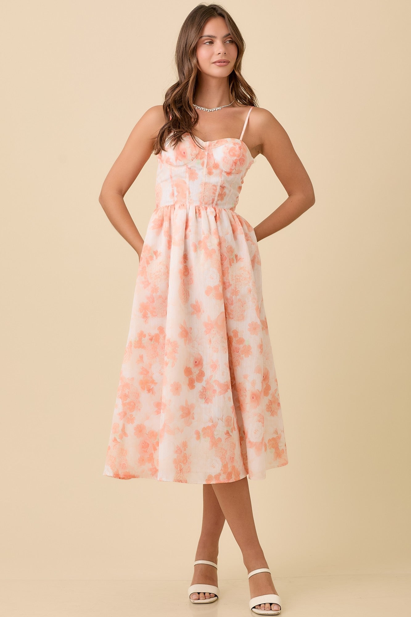 Bustier Corset Midi Floral Summer Dress