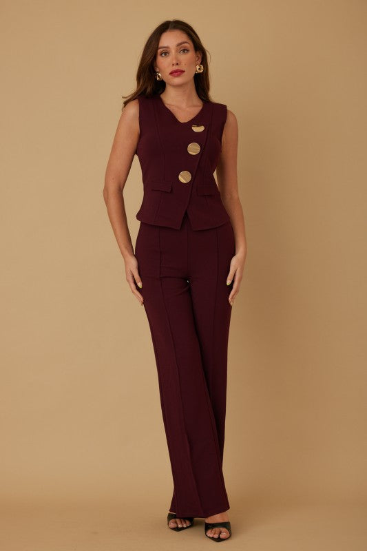 BLAZER CONTRAST TOP PANTS SET