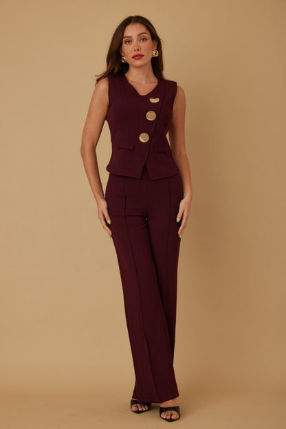 BLAZER CONTRAST TOP PANTS SET