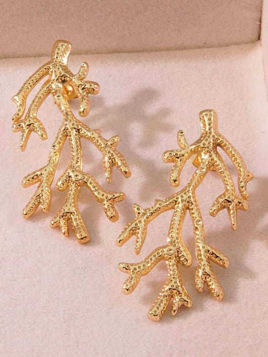 STAINLESS STEEL CORAL SHAPED EARRINGS
