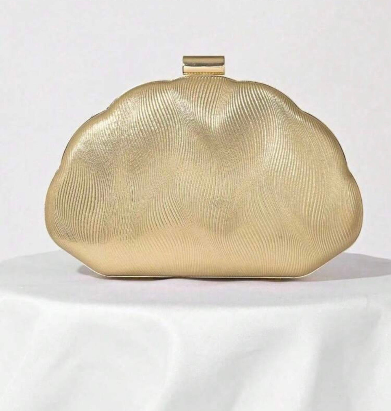 SEASHELL PU LEATHER BOX SHAPED EVENING CLUTCH BAG