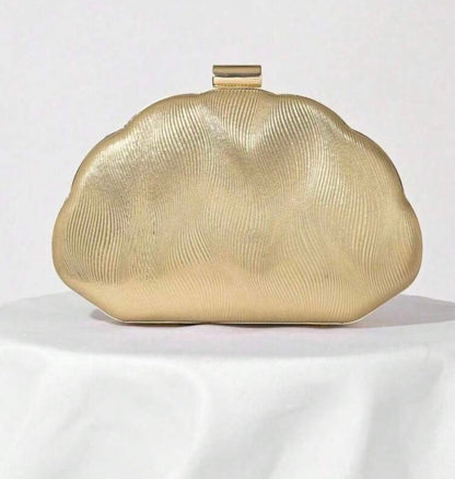 SEASHELL PU LEATHER BOX SHAPED EVENING CLUTCH BAG
