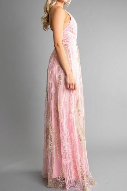 SPARKLING A LINE SEQUIN MAXI DRESS