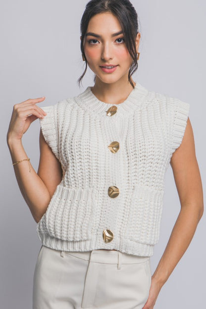 GOLD BUTTON DOWN KNIT VEST