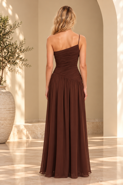 RUCHED ONE SHOULDER MAXI DRESS