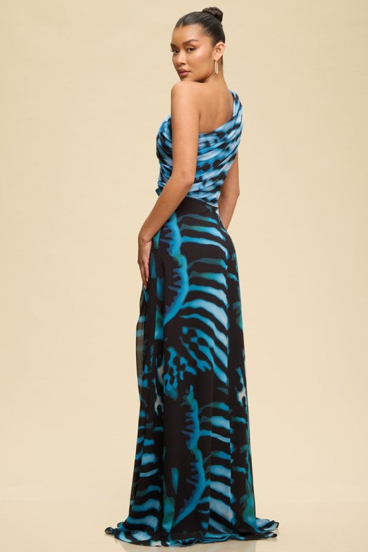 ONE SHOULDER CUTOUT MAXI SUMMER DRESS