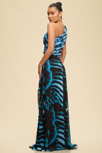 ONE SHOULDER CUTOUT MAXI SUMMER DRESS