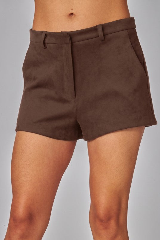 SUEDE MINI SHORTS WITH VEST SET