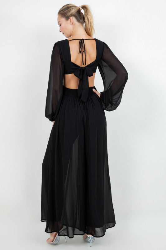 RIGHT FRONT CUT OUT CHIFFON JUMPSUIT