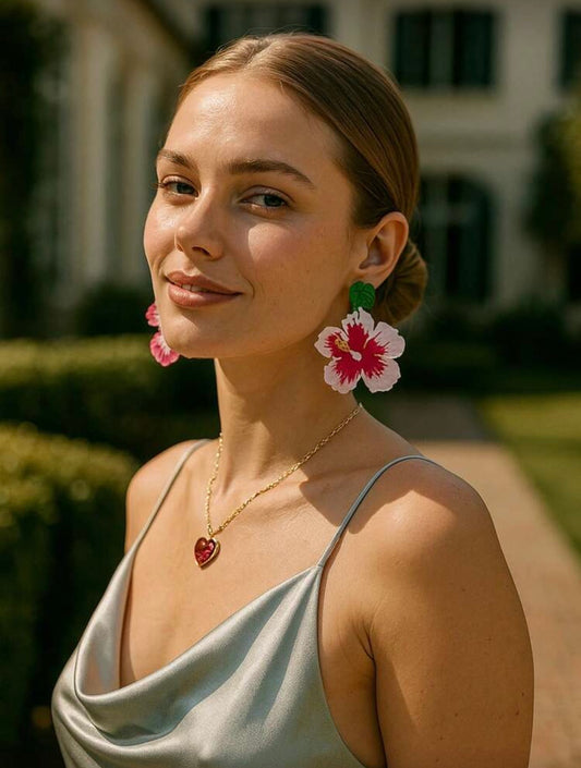 ACRYLIC FLOWER DROP EARRINGS