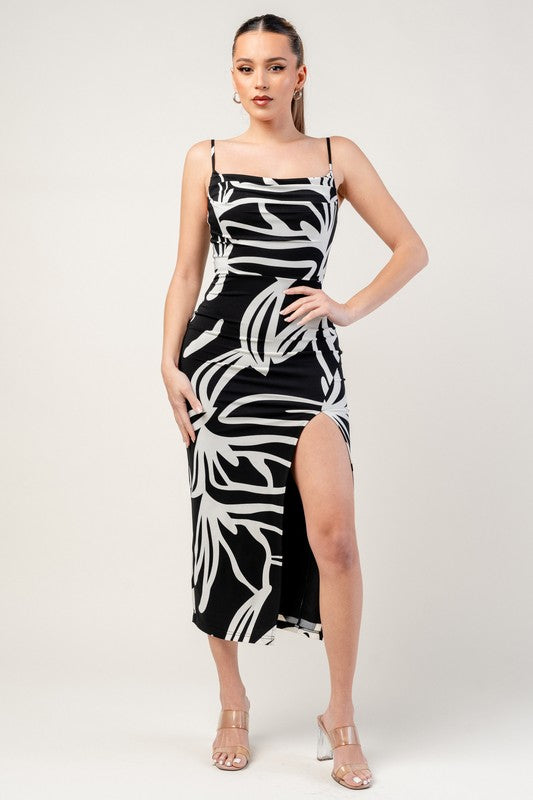ITY PRINTED MIDI DRESS WITH SIDR SLIT