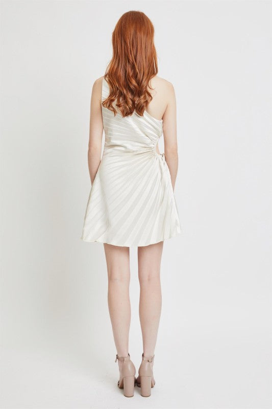 Pleated Waist Cutout With A Drawstring One Shoulder