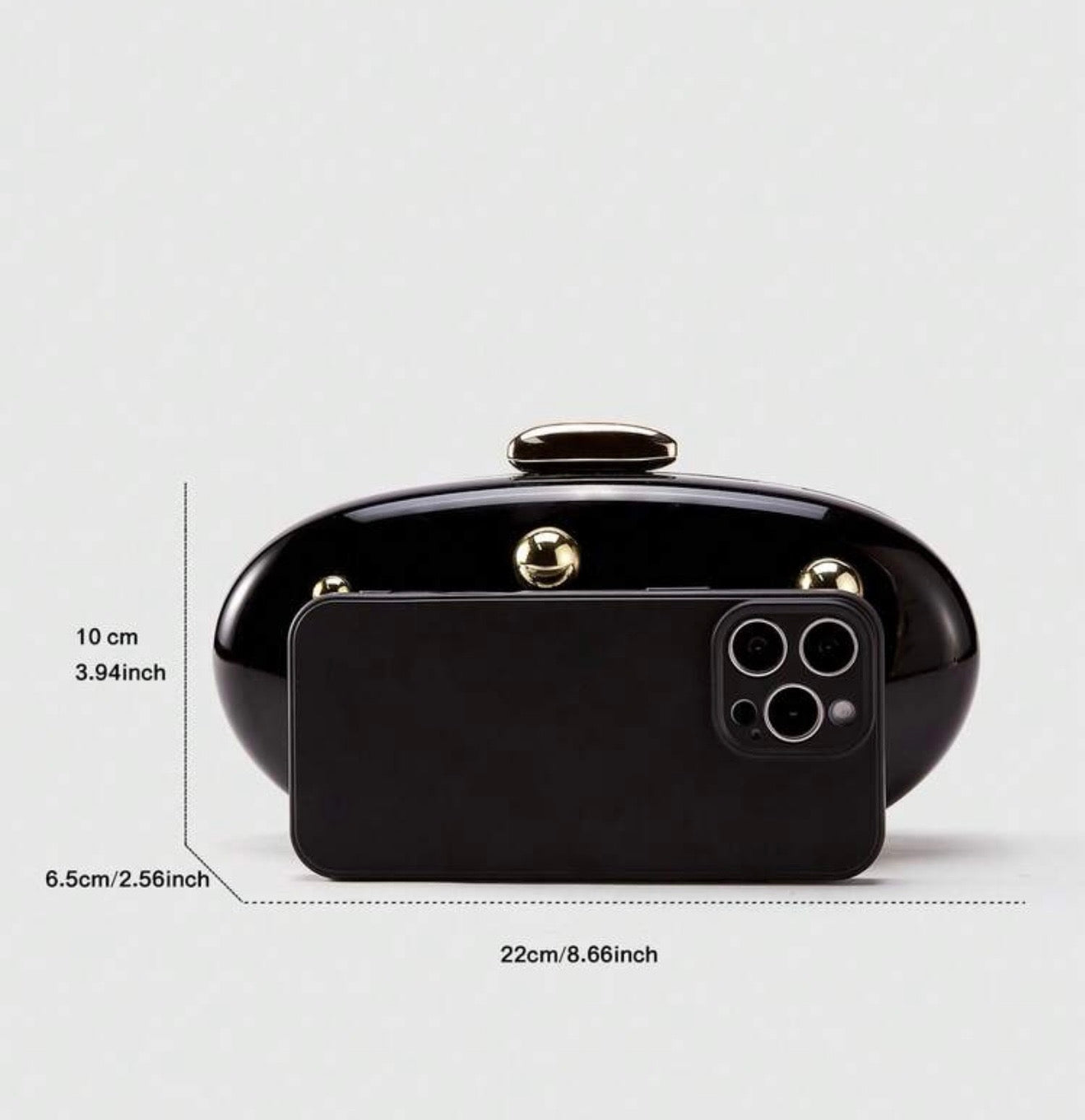 ROUND HARD SHELL CLUTCH EVENING BAG WITH CHAIN