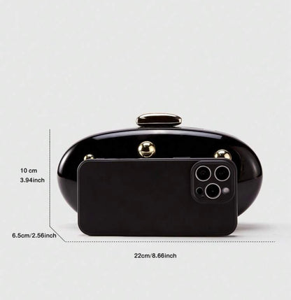 ROUND HARD SHELL CLUTCH EVENING BAG WITH CHAIN