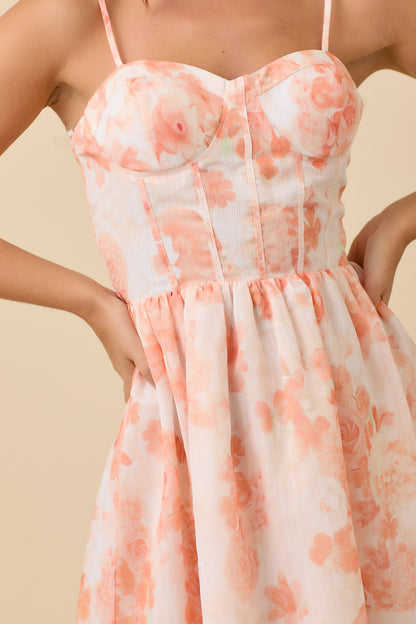 Bustier Corset Midi Floral Summer Dress