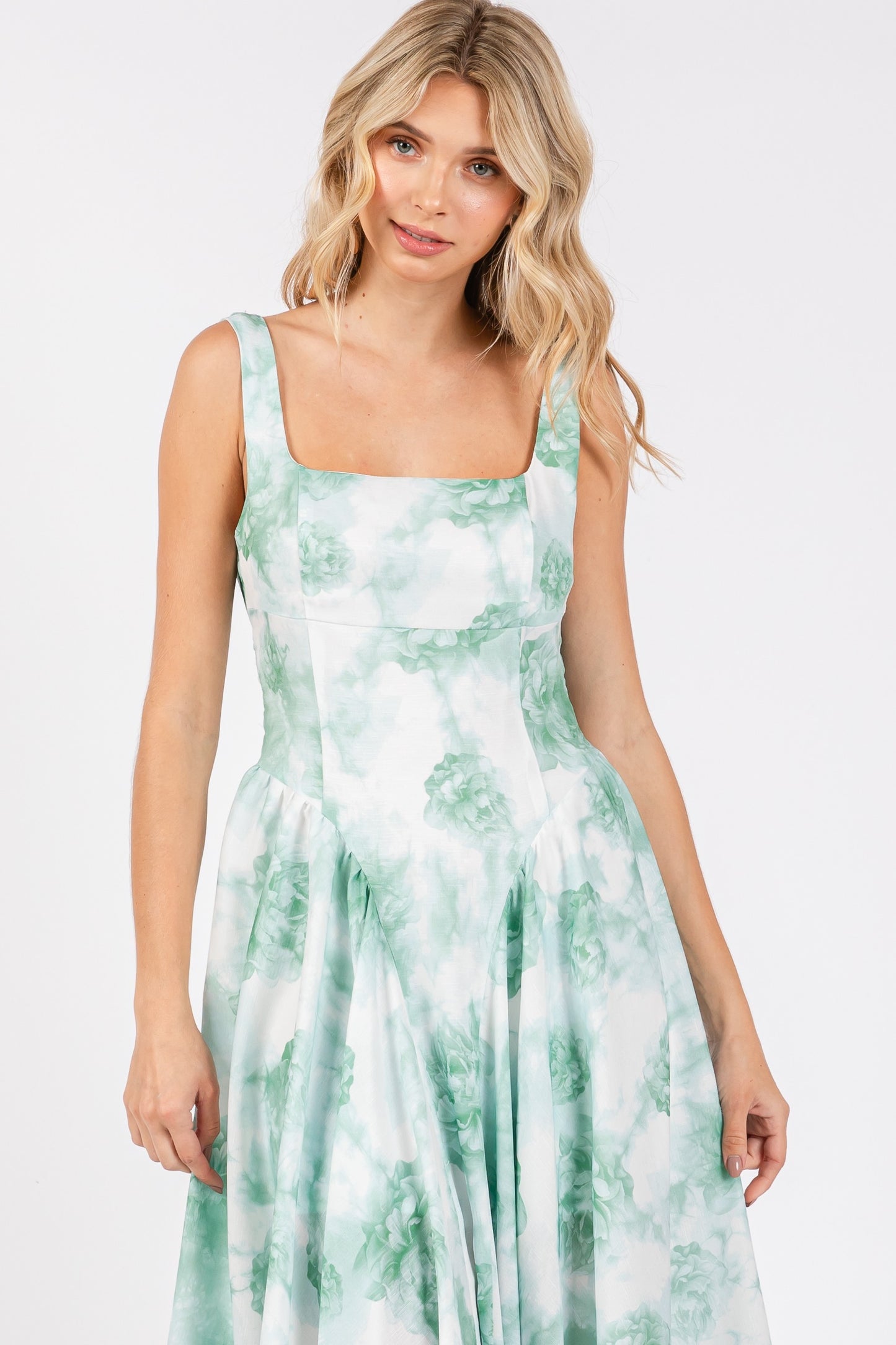 Print Back Ribbon Midi Dress