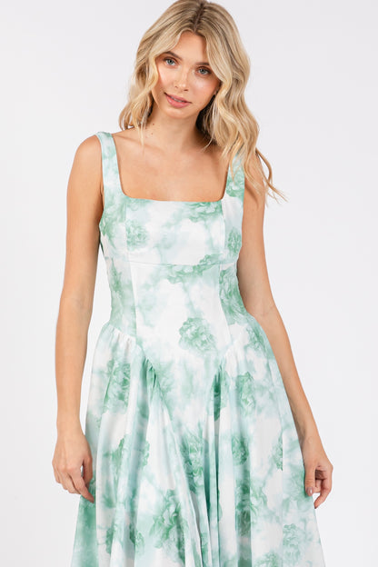 Print Back Ribbon Midi Dress