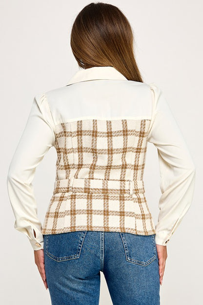 LONG SLEEVES WItH TWEED CONTRAST AND BELT DETAIL