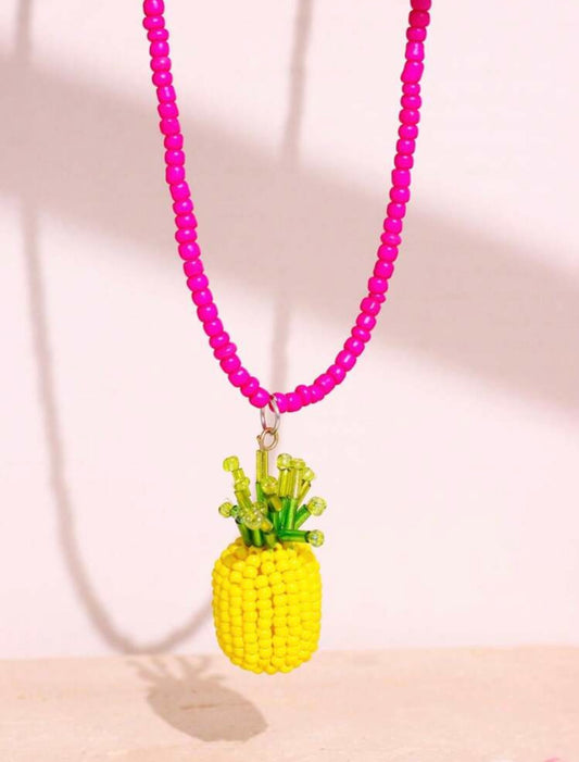 SUMMER PINEAPPLE BEADED NECKLACE