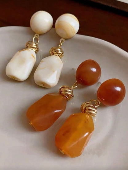 VINTAGE MARBLE ASYMMETRICAL EARRINGS