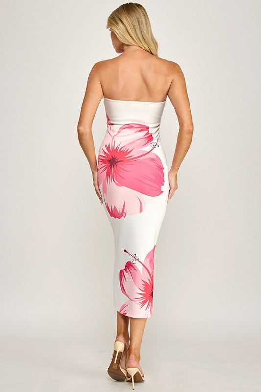 36641 SIZE / DESCRIPTION BIG TROPICAL FLOWER BANDEAU DRESS